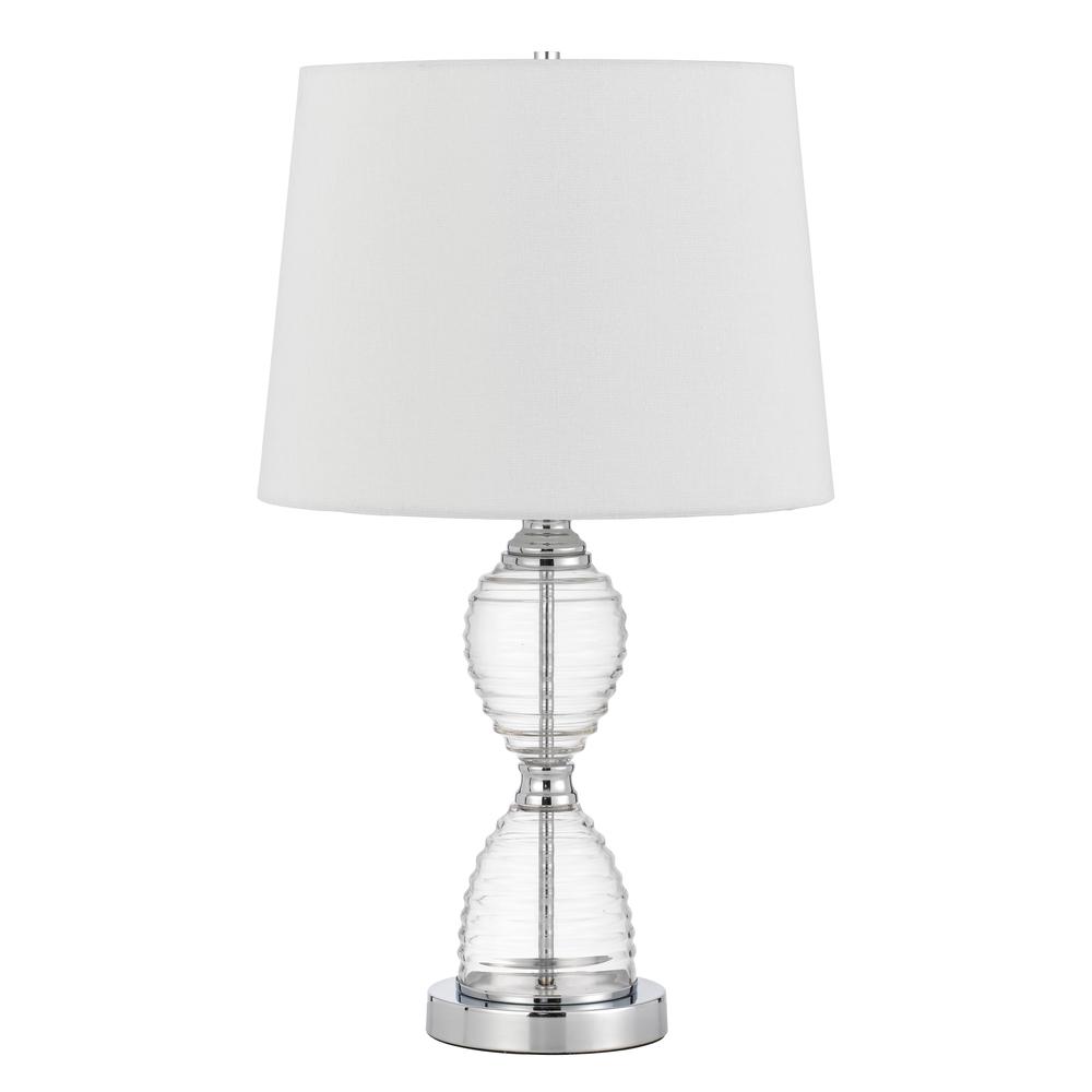 Eden glass table lamp with taper drum hardback shade