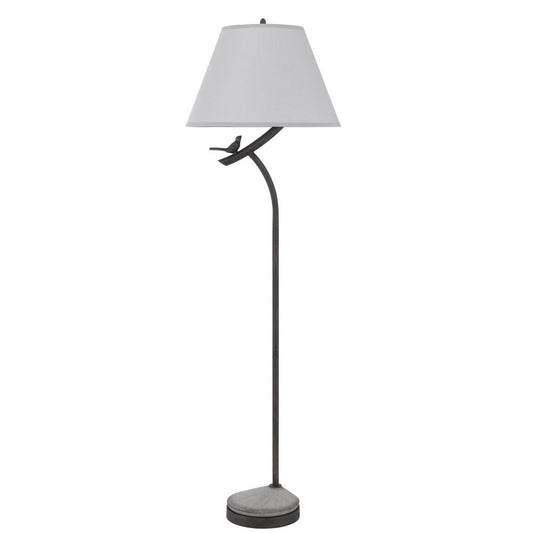 Rancho metal floor lamp with organic design and linen hardback shade and weighted base