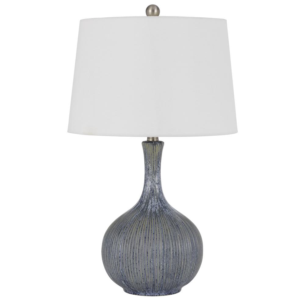 Vernate ceramic table lamp with hardback taper drum shade