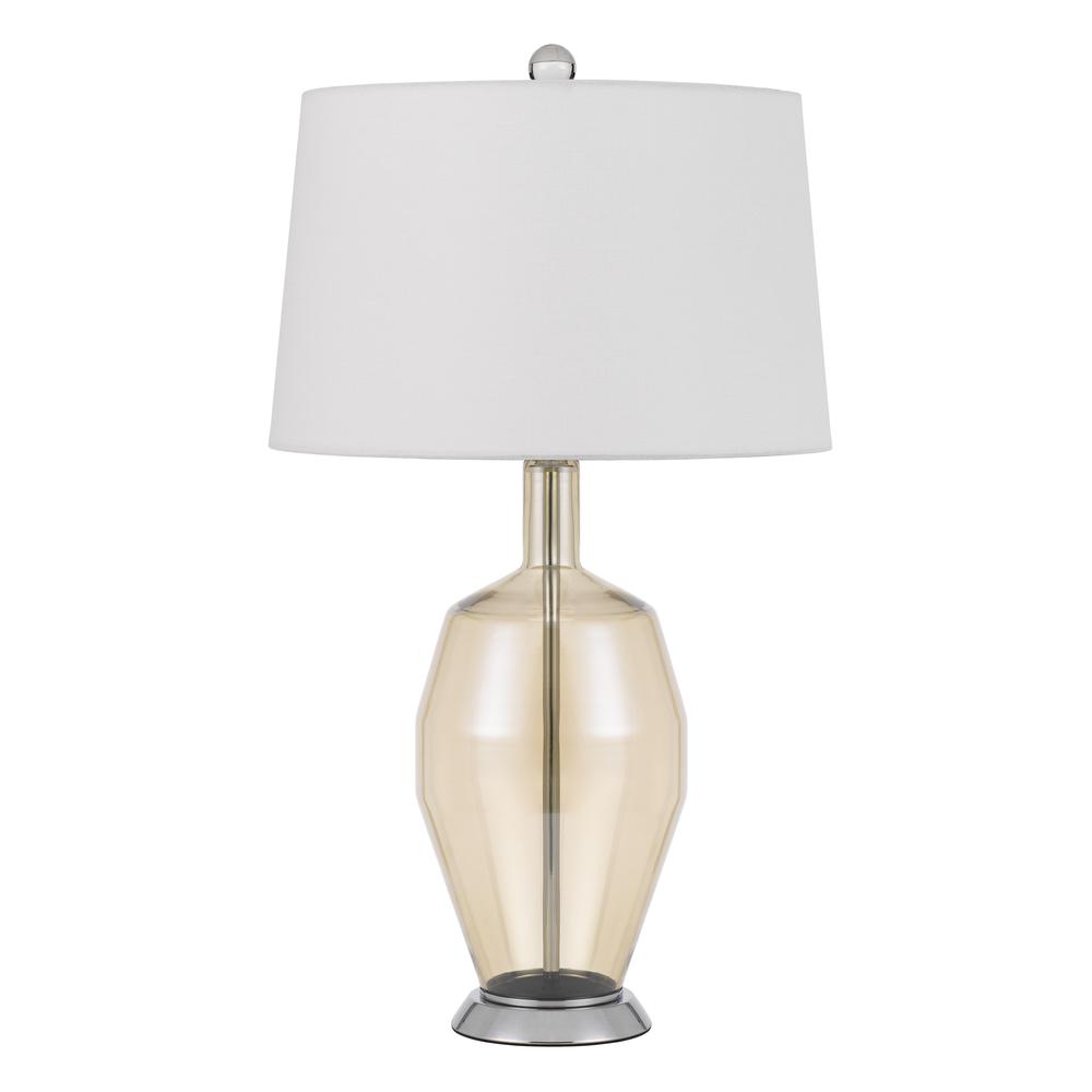 Carpiano glass table lamp with hardback taper drum shade