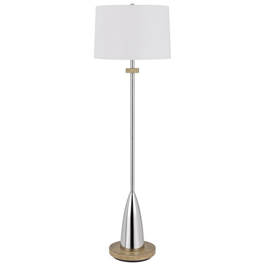 150W 3 way Lockport metal floor lamp with rubber wood base