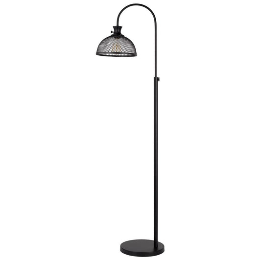 60W Lewiston metal downbridge adjustable floor lamp with mesh shade