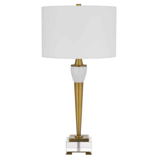 150W 3 way metal table lamp with crystal base and drum hardback fabric shade