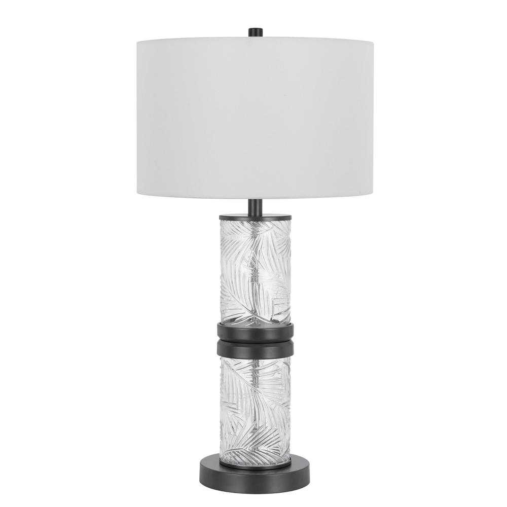 100W Carrington metal/glass table lamp with 4W integrated LED night light