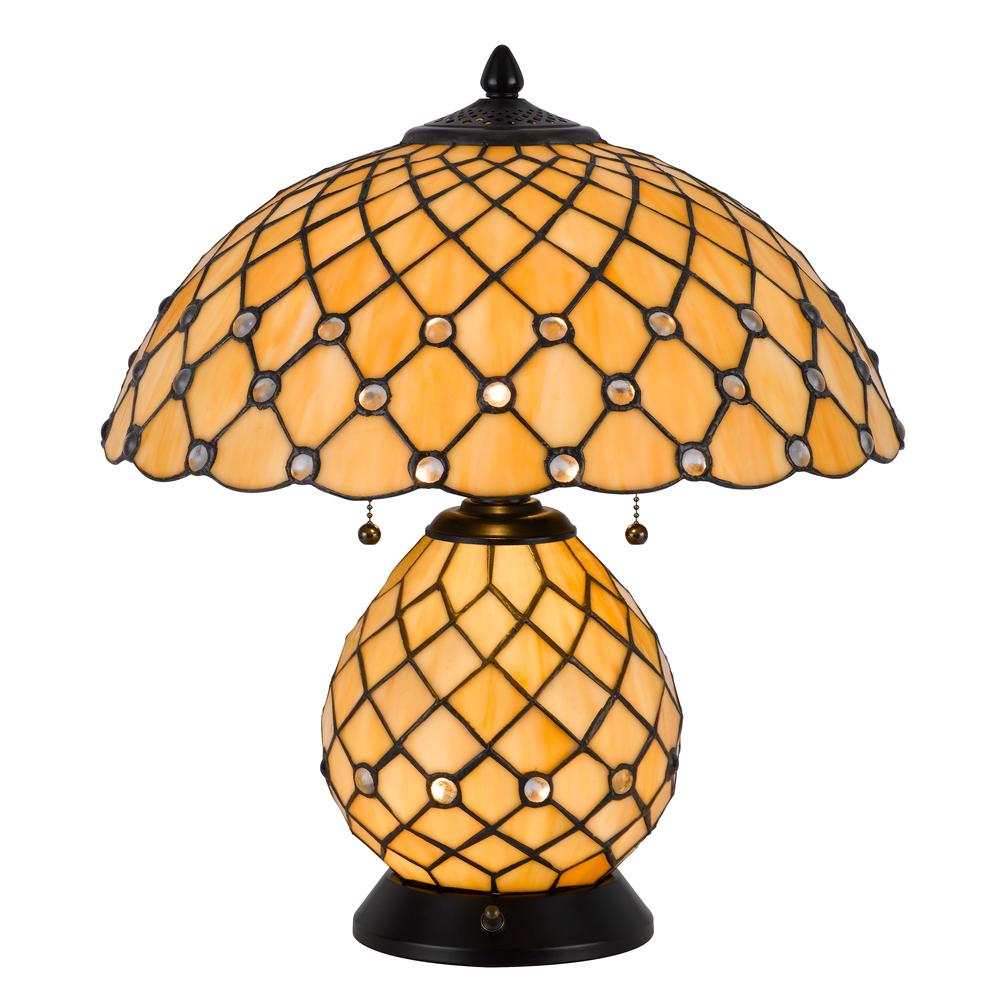 60W x 2 Valetta tiffany table lamp with 2W integrated LED night light