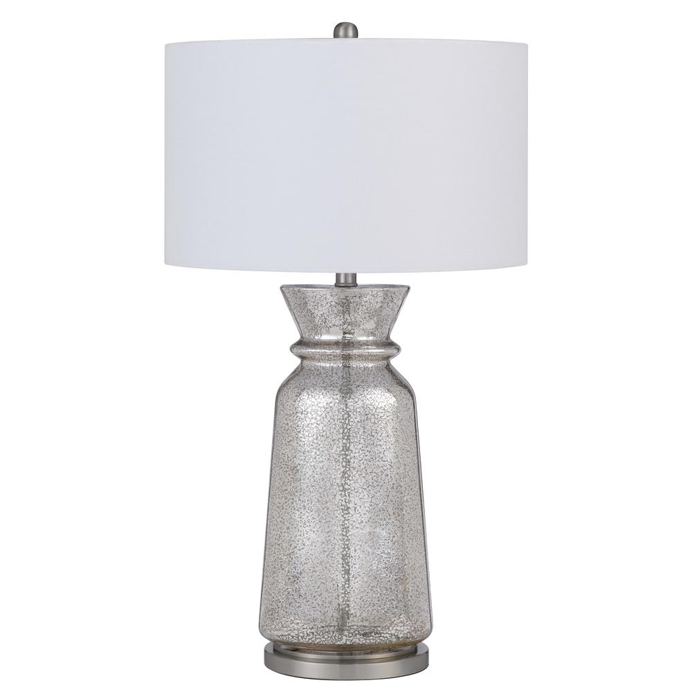 150W 3 way Keswick glass table lamp with hardback fabric shade (sold in pairs)