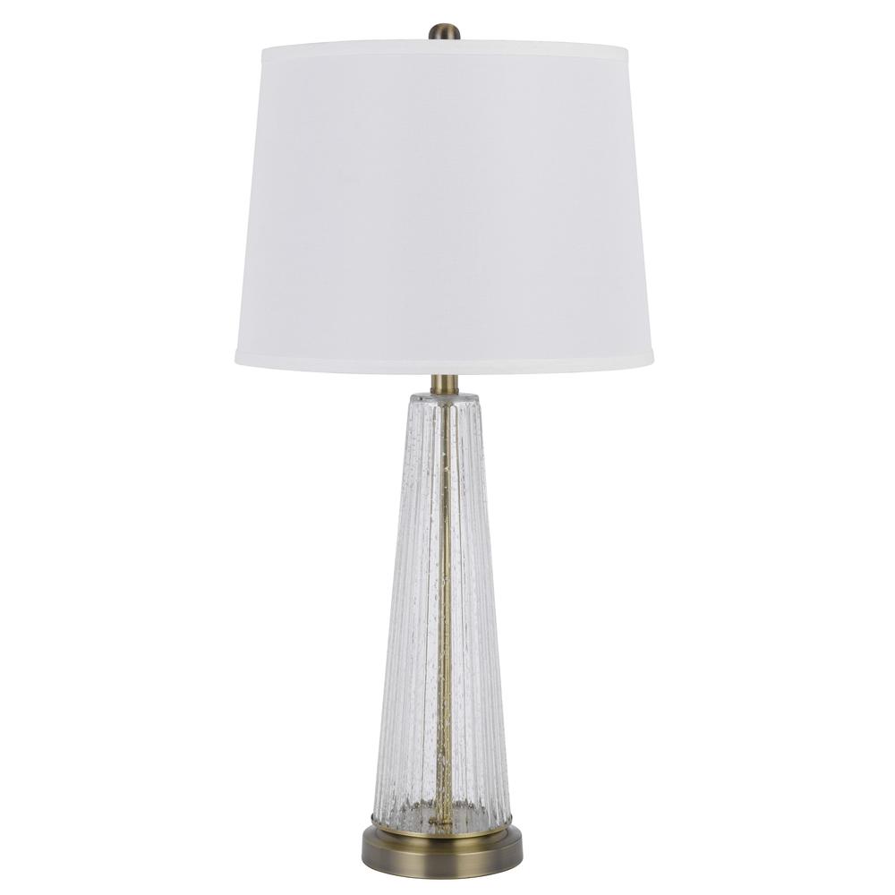 150W 3 way Huxley glass table lamp with hardback fabric shade (sold in pairs)