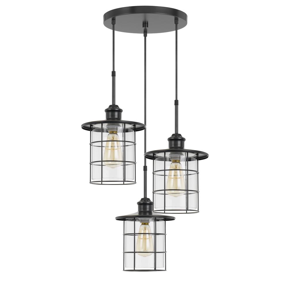 60W x 3 Silverton metal/glass pendant fixture (Edison bulbs NOT included), Dark Bronze