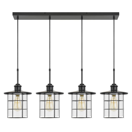 60W x 4 Silverton metal/glass pendant fixture (Edison bulbs NOT included), Dark Bronze