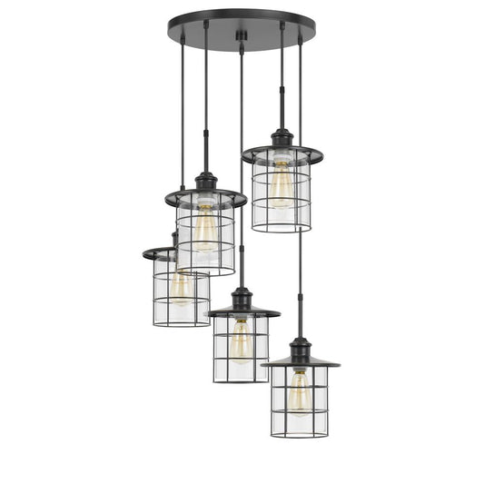 60W x 5 Silverton metal/glass pendant fixture (Edison bulbs NOT included), Dark Bronze