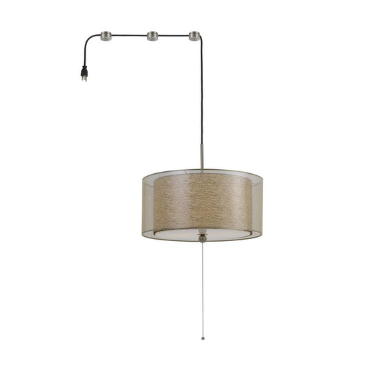 60W X 2 Swag Drum Pendant Fixture With 15Ft Cord With Plug And 3 Cord Hangers