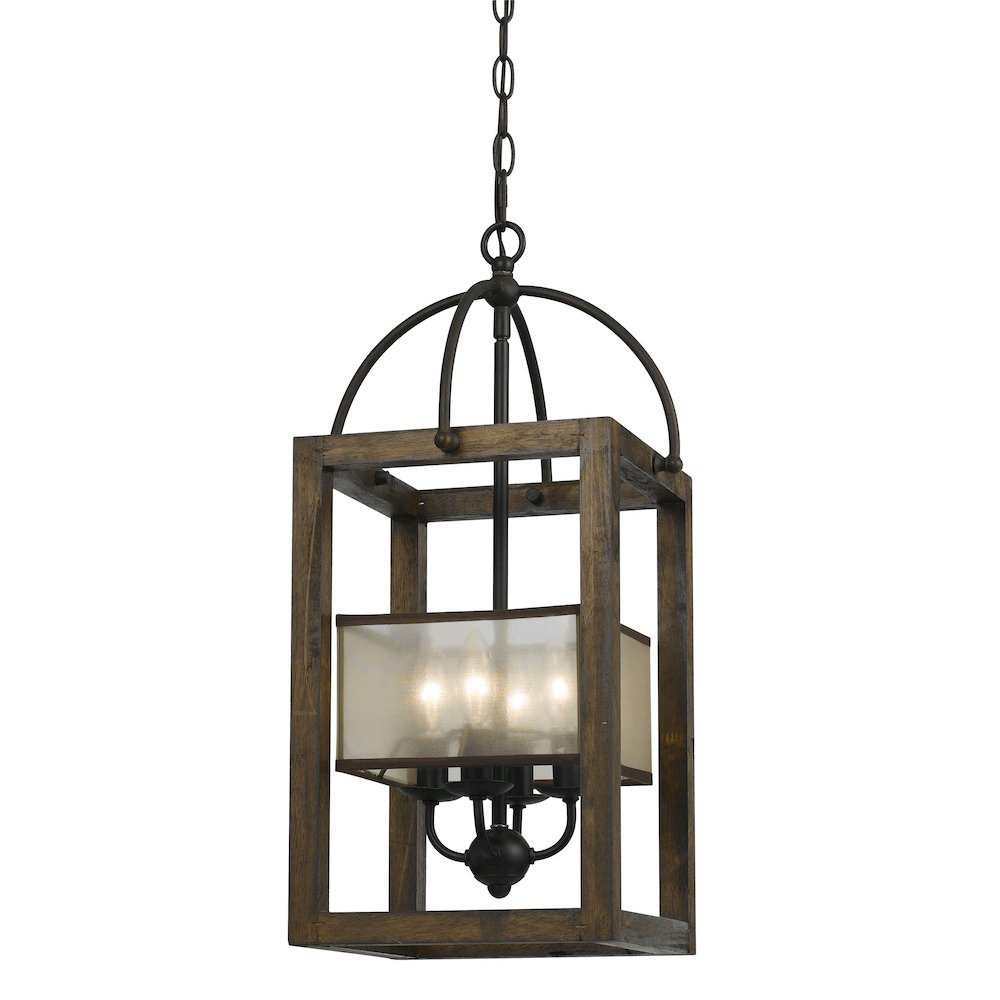 4 Lg Mission Wood/Metal Chandelier