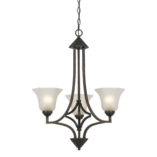 30.5" Tall Iron and Glass Pendant in Dark Bronze Finish