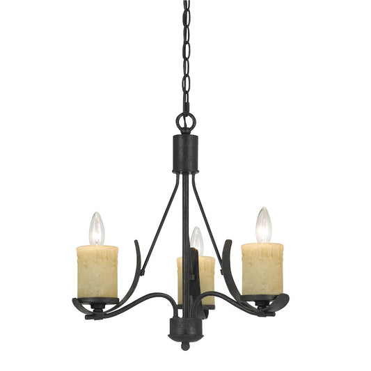 18" Inch Tall Metal Chandelier in Black Smith Finish