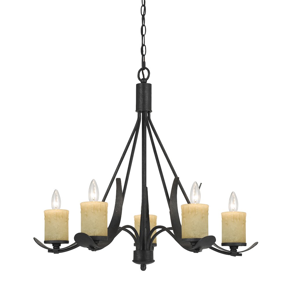 25.5" Inch Tall Metal Chandelier in Black Smith Finish