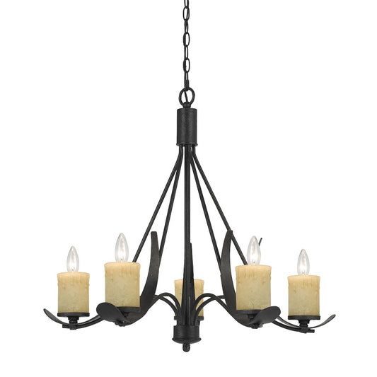 25.5" Inch Tall Metal Chandelier in Black Smith Finish