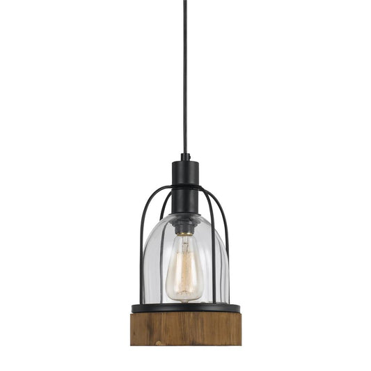 84" Inch Tall Glass Pendant in Dark Bronze Wood Finish