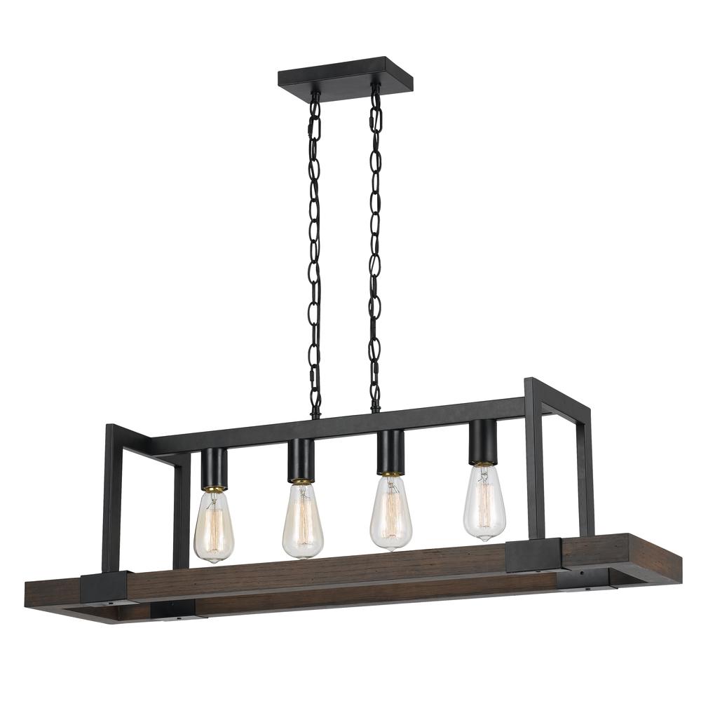 26" Inch Tall Wood Chandelier in Dark Bronze Wood Finish