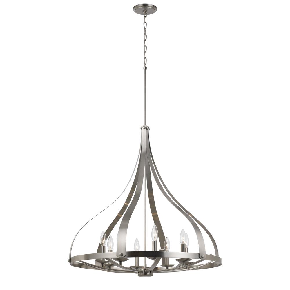 73" Inch Metal Chandelier in Brushed Steel Finish