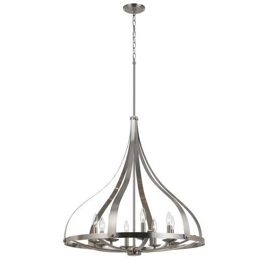 73" Inch Metal Chandelier in Brushed Steel Finish