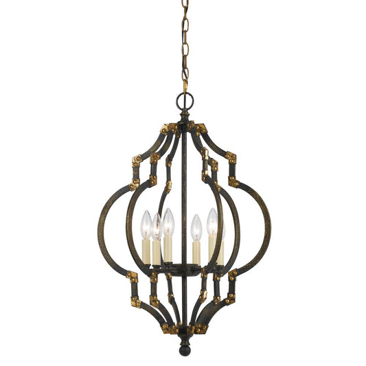 27.5" Inch Tall Metal Pendant in Iron Antique Gold Finish