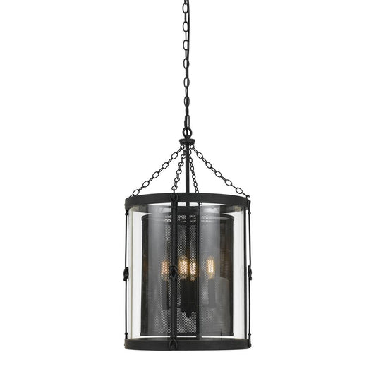 28.5" Inch Glass and Steel Chandelier in Black Smith Finish