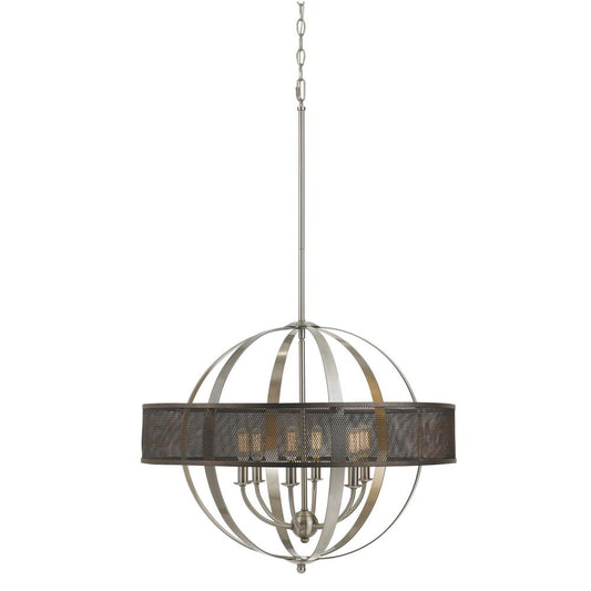 22" Inch Tall Steel Chandelier in Brushed Steel Finish