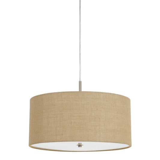 60W X 3 Addison Burlap Drum Pendant