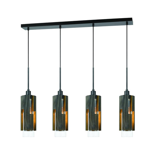 60W X 4 Reggio Wood Pendant Glass Fixture (Edison Bulbs Not Included)