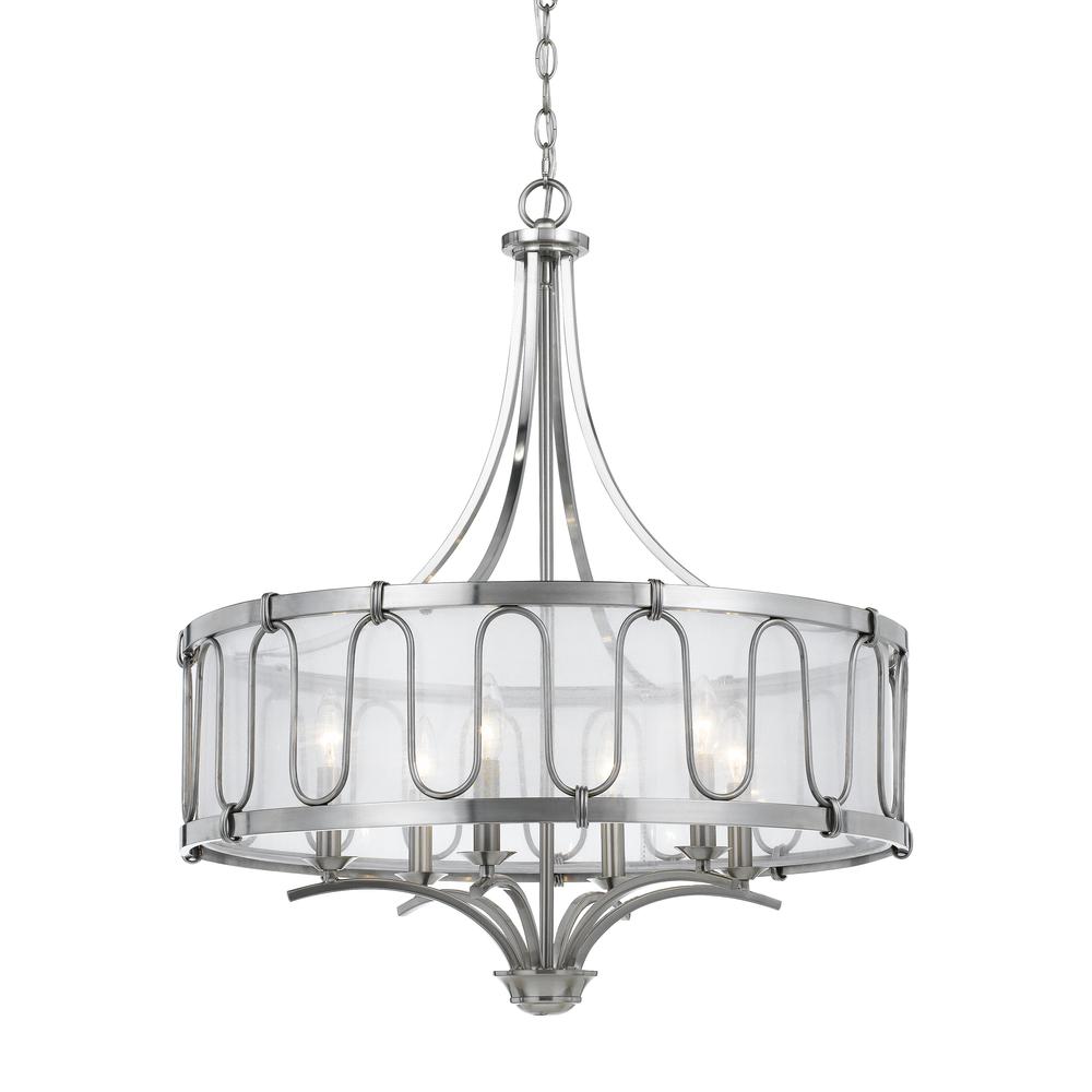 60w X 6 Vincenzametal  Chandelier With Trasparent Fabric Shade