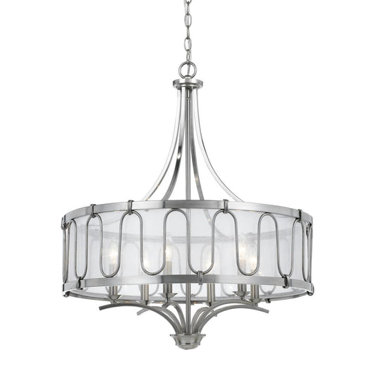 60w X 6 Vincenzametal  Chandelier With Trasparent Fabric Shade