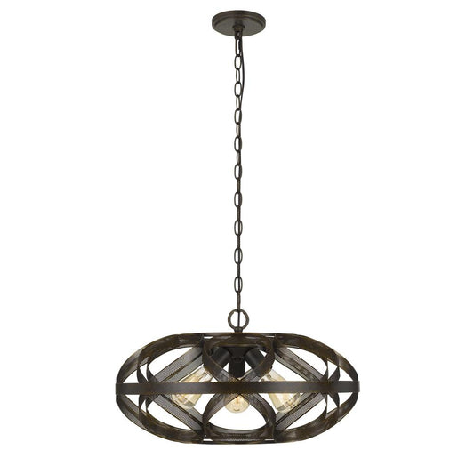 12" Height Metal Three Light Pendant in Dark Bronze