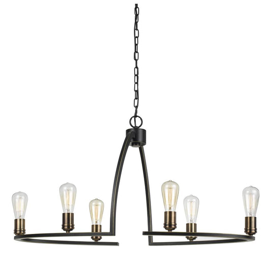 19.5" Height Metal Chandelier in Dark Bronze Finish