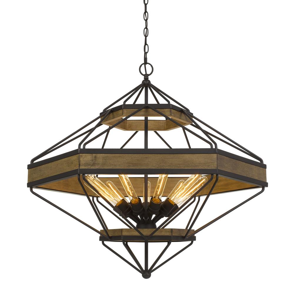 Alicante 60W X 9 Pine Wood/Metal Chandelier  (Edison Bulbs Not included)