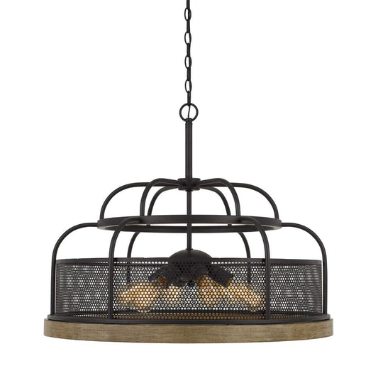 Akaki 60W X 6 Metal/Pine Wood Chandelier  (Edison Bulbs Not included)