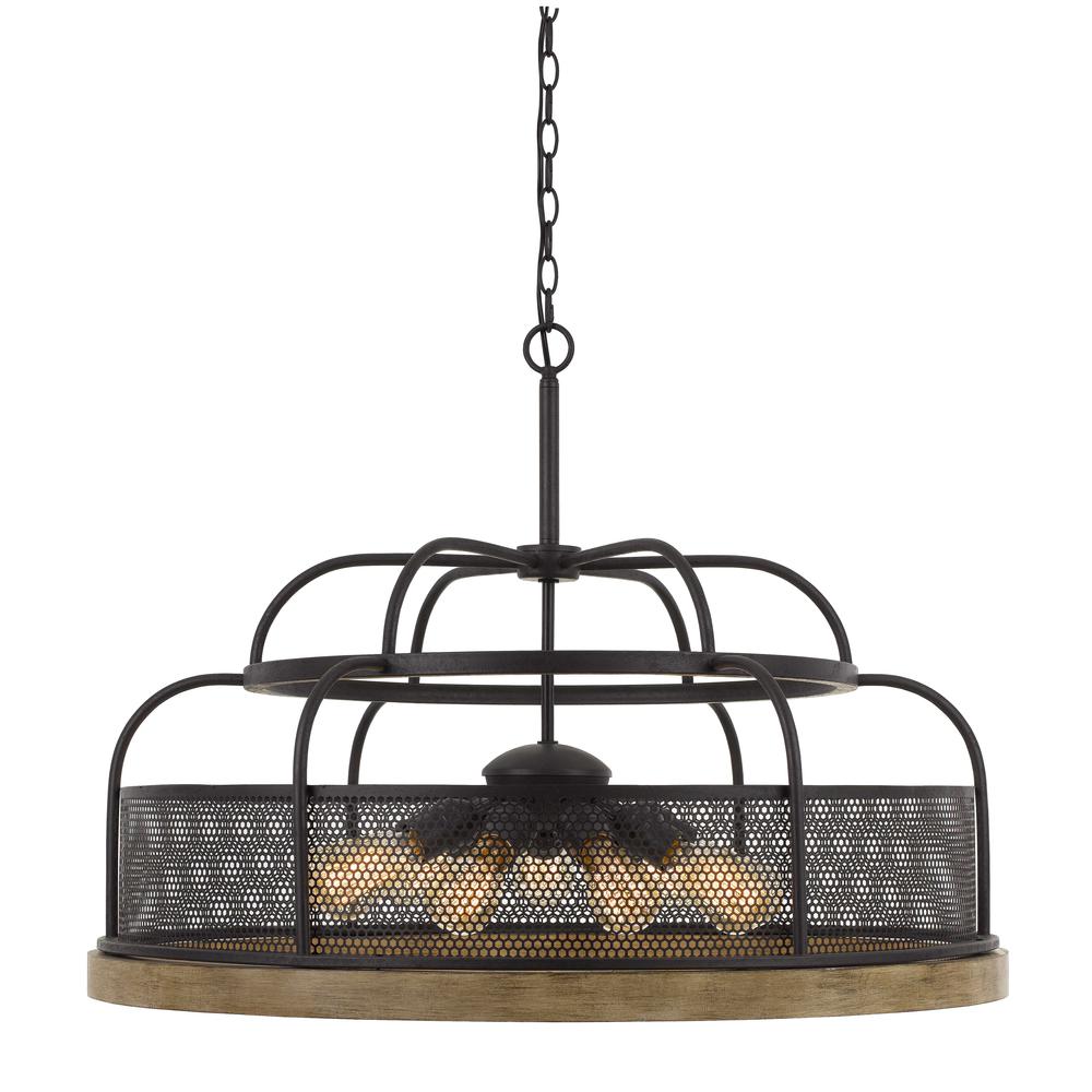 Akaki 60W X 9 Metal/Pine Wood Chandelier  (Edison Bulbs Not included)