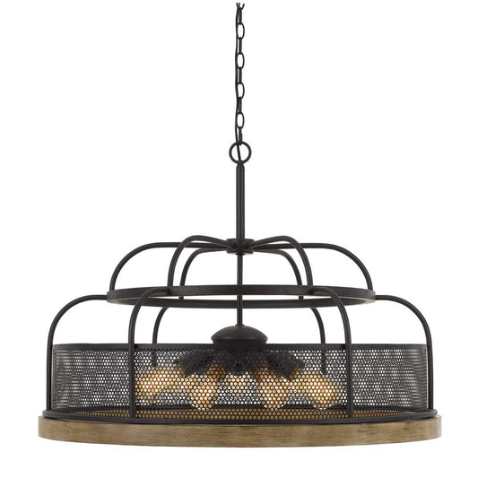 Akaki 60W X 9 Metal/Pine Wood Chandelier  (Edison Bulbs Not included)