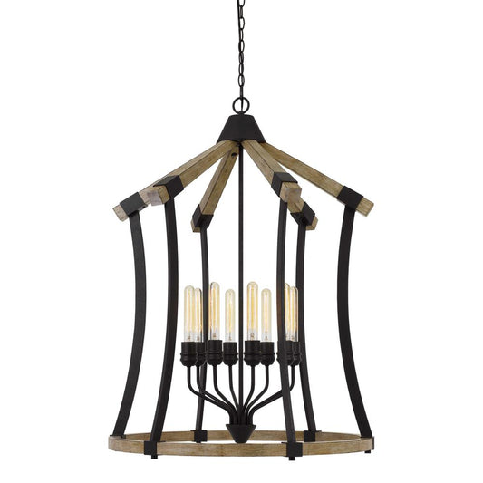 Dali 60W X 8 Metal/Pine Wood Chandelier  (Edison Bulbs Not included)