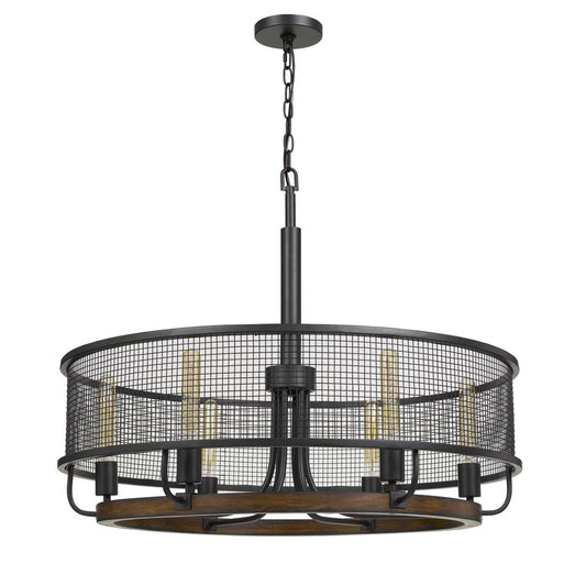 Aberdeen Mesh Metal/Wood Chandelier (Edison Bulbs Not included)