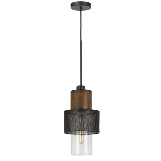 Mckee Metal/Wood Pendant Light With Glass Shade (Edison Bulb Not included)