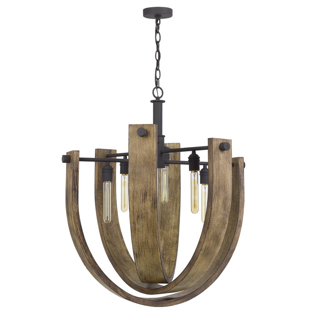 60W X 6 Padova Metal/Wood Chandelier (Edison Bulbs Are Not included)