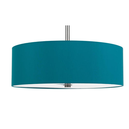 60W x 4 Lonoke pendant fixture with hardback drum shade, Aqua blue