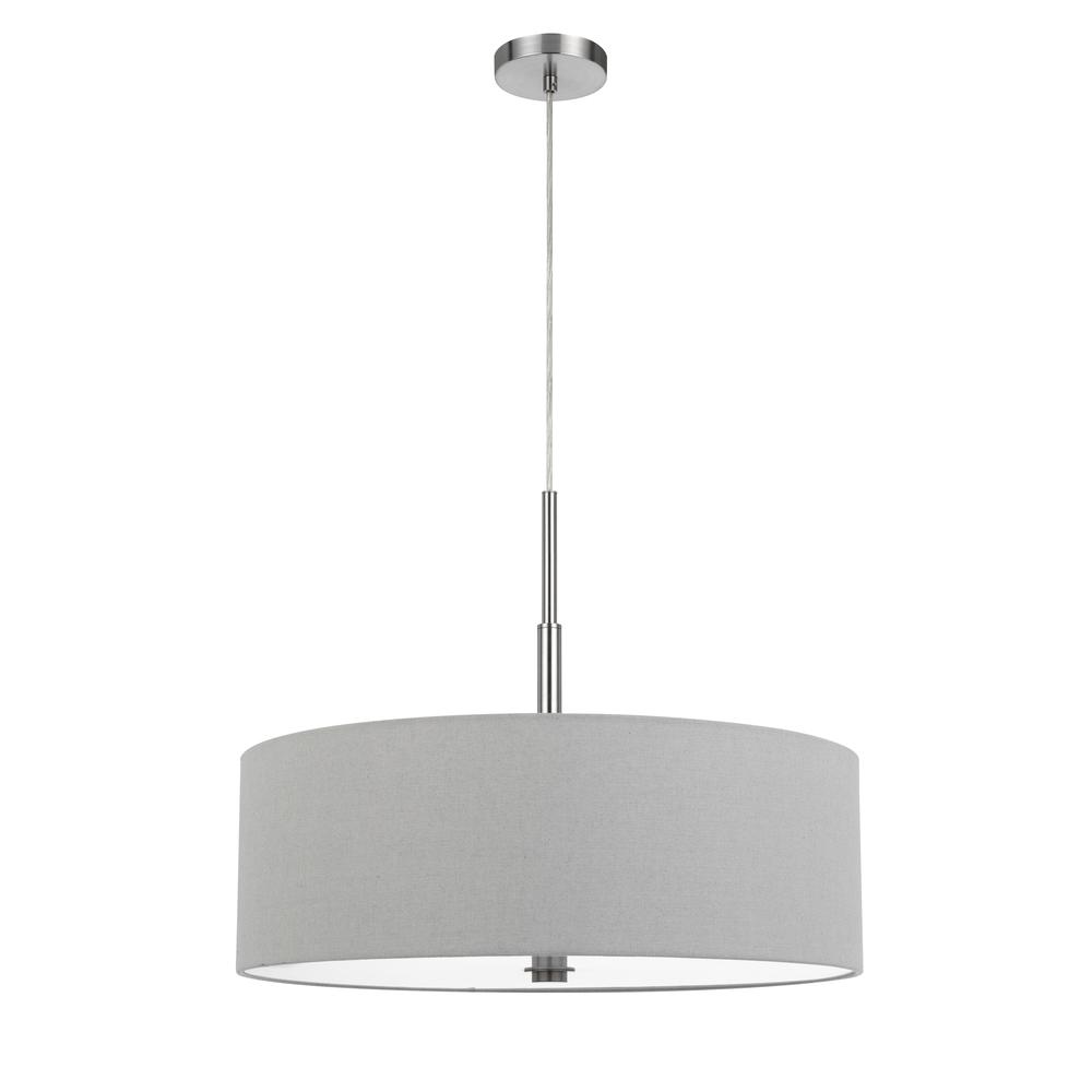 60W x 4 Lonoke pendant fixture with hardback drum shade, Grey