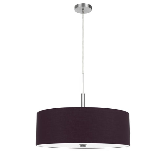 60W x 4 Lonoke pendant fixture with hardback drum shade, Plum