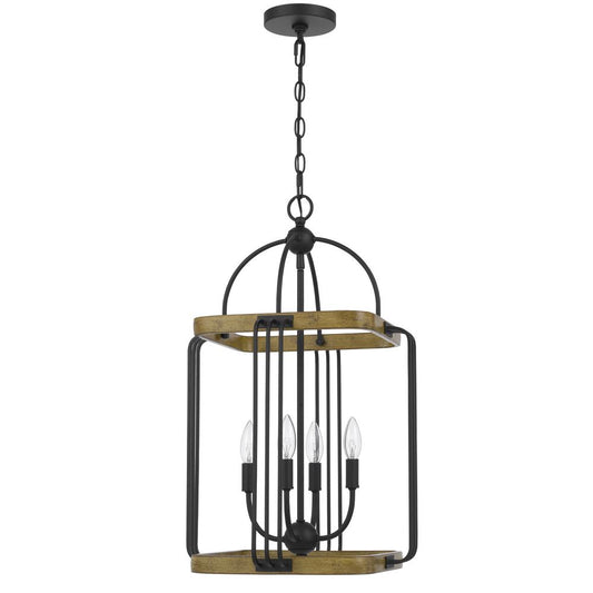 Ripon metal chandelier with wood finish