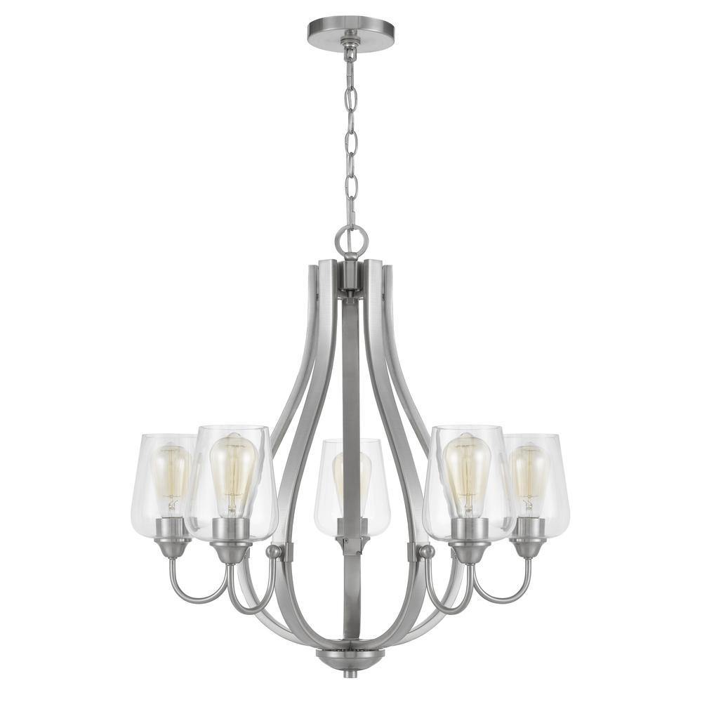 Newport metal chandelier with glass shades