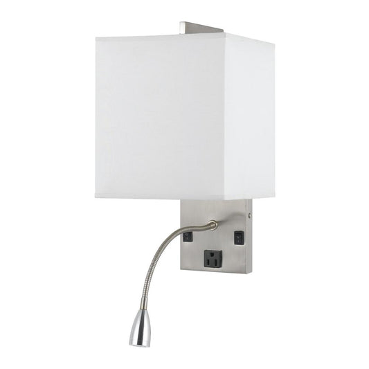 60W Metal Wall Lamp With Rocker Switch And 1W LED Gooseneck Reading Light