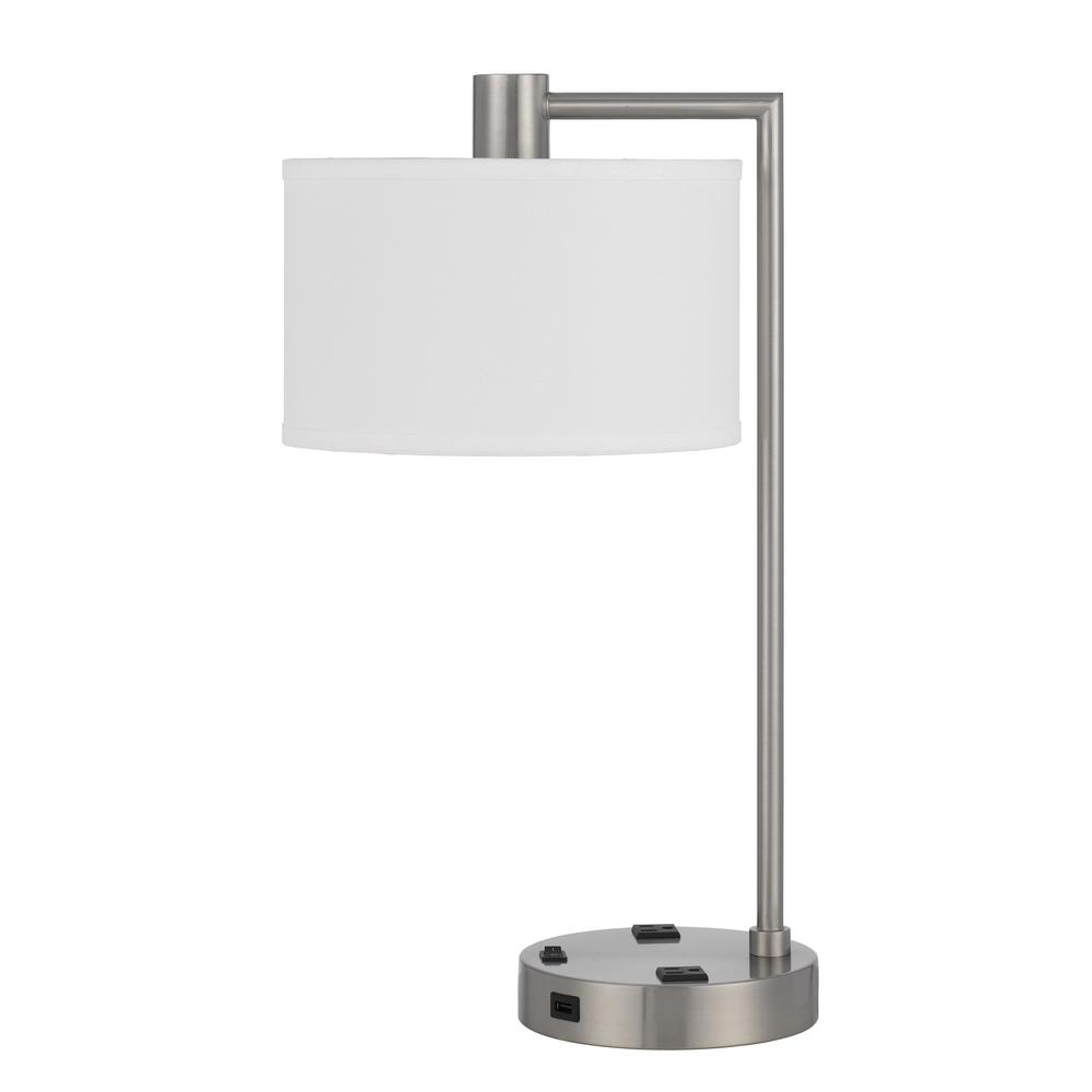 Roanne metal desk lamp with 2 power outlet and 1 USB charging ports