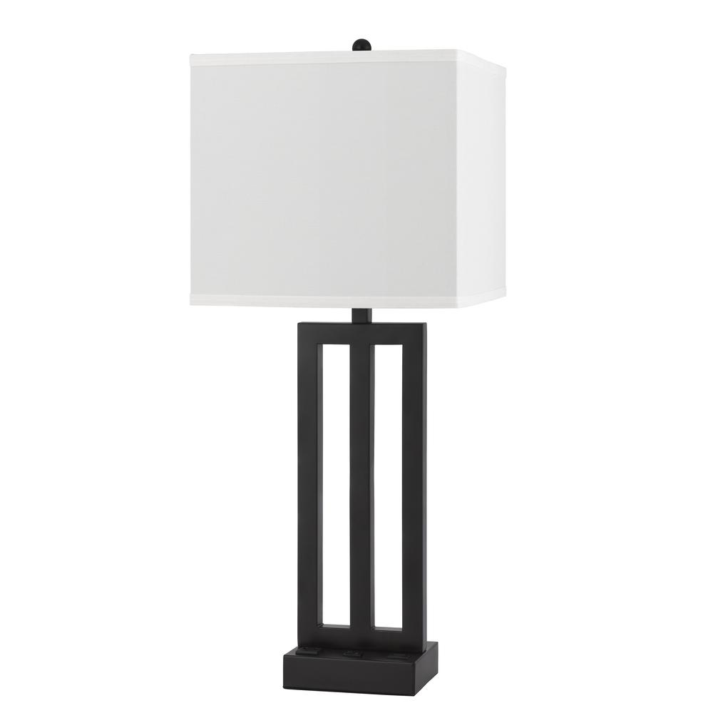 Cachan metal night stand lamp with one power outlets and 1 USB charging port