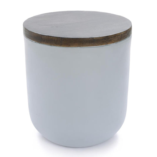 Gray and Brown MgO Round Side Table, Indoors and Outdoors